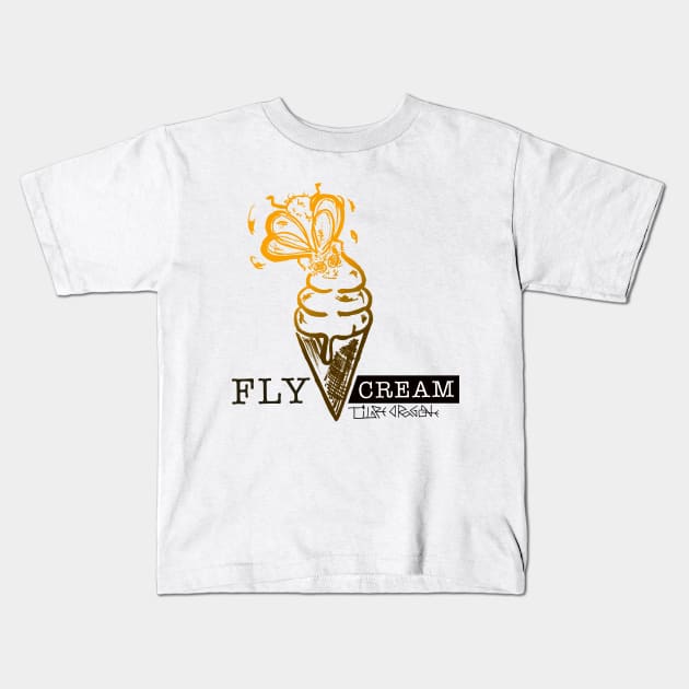 Fly Cream Kids T-Shirt by Tigredragone